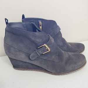 Franco Sarto Shoes Wedge Booties Gray Suede 8.5